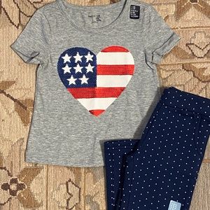 *NWT* Gap Girls Set Sequin Tee 4-5 & Navy Pant 5